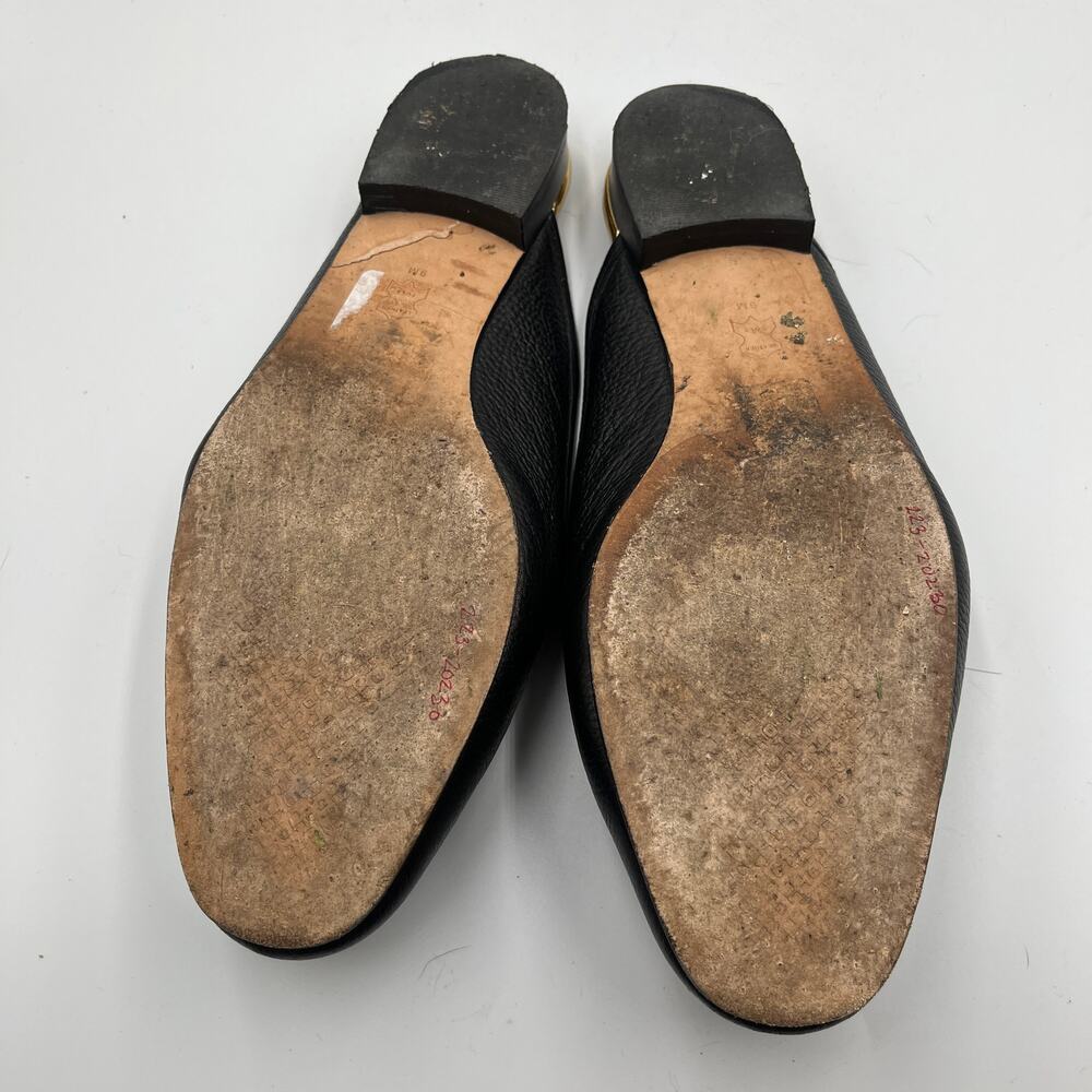 Tory Burch Jessa Chain Pebbled Leather Backless Loafers Mules Clogs Black Sz 9M - Picture 9 of 9